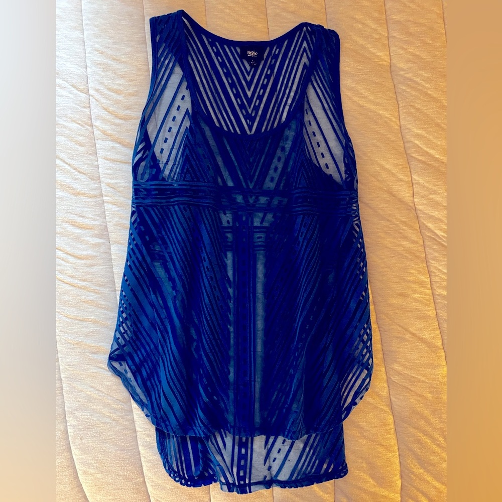 Electric blue transparent tribal tank top - Women’s Medium